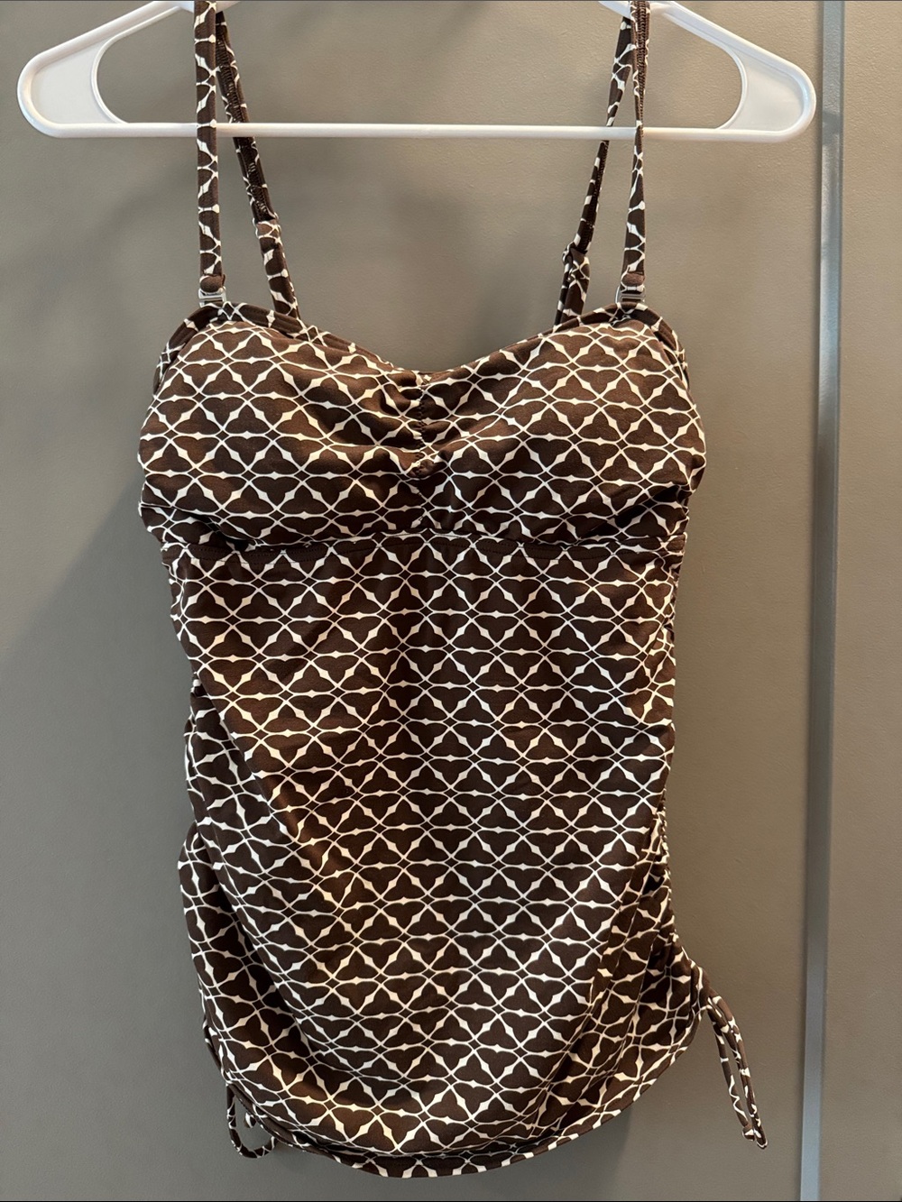 Lands’ End Women’s Brown Patterned Tankini Top